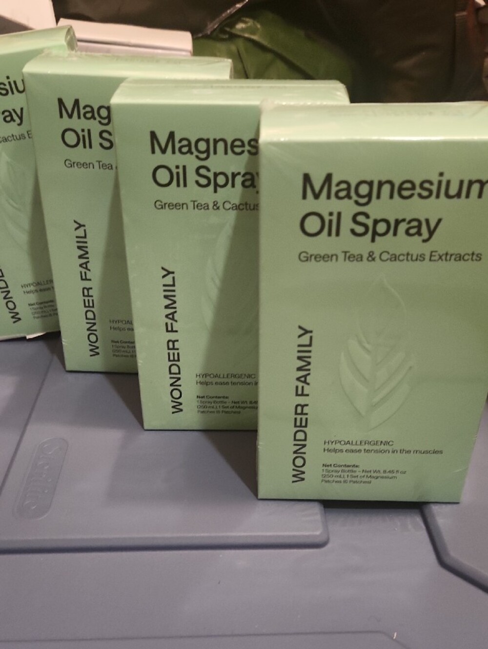 4 Boxes Of Wonder Family Magnesium Oil Spray - Green (Green Tea & Cactus)